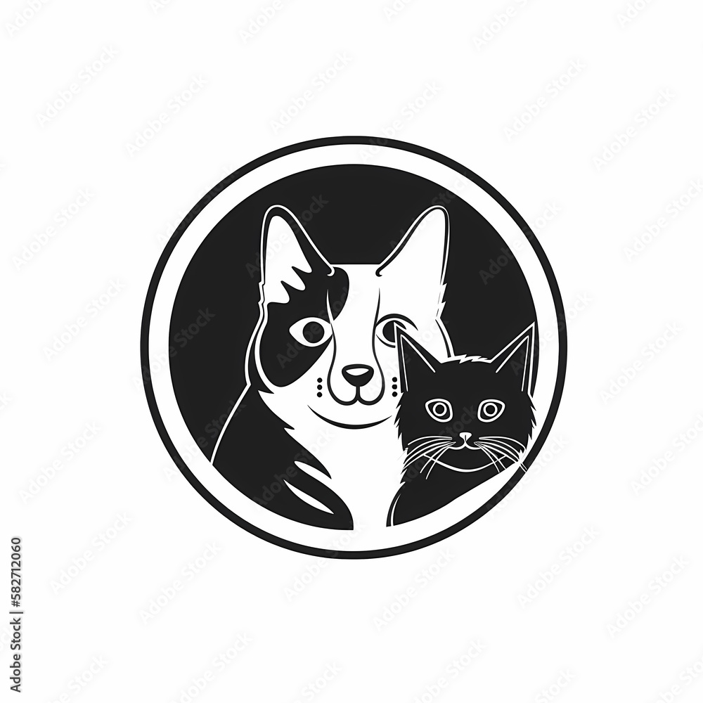 Cat and Dog Illustration Logo