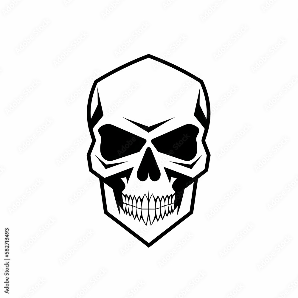 Skull Head Black And White. Generative AI Skull Head Black And White. Generative AI