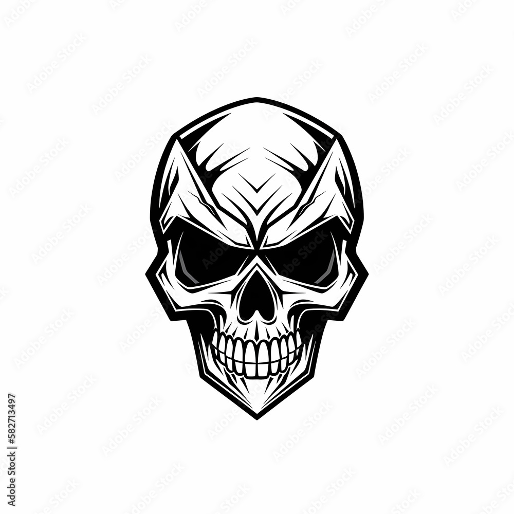 Skull Head Black And White. Generative AI Skull Head Black And White. Generative AI