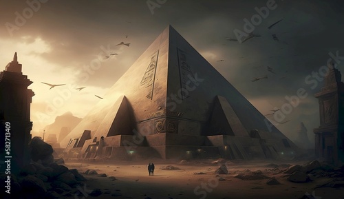 Fotografia Cyberpunk pyramids of Egypt. Generative AI.