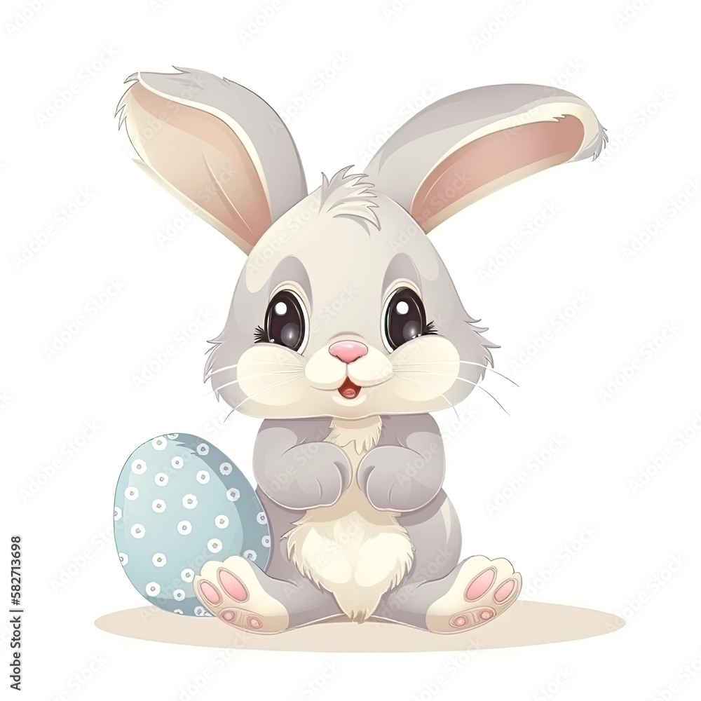 Adorable Easter Bunny cartoon on a white background. Generative AI Adorable Easter Bunny cartoon on a white background. Generative AI