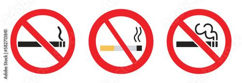 No smoking sign vector set on white background