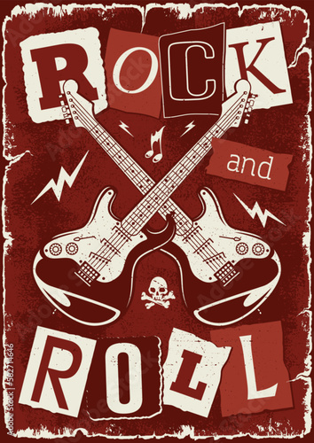 Rock and roll monochrome poster