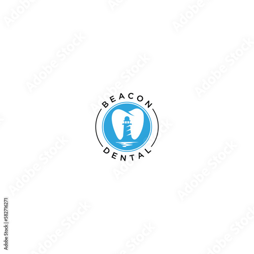 Dental logo, tooth and light house vector logo design.