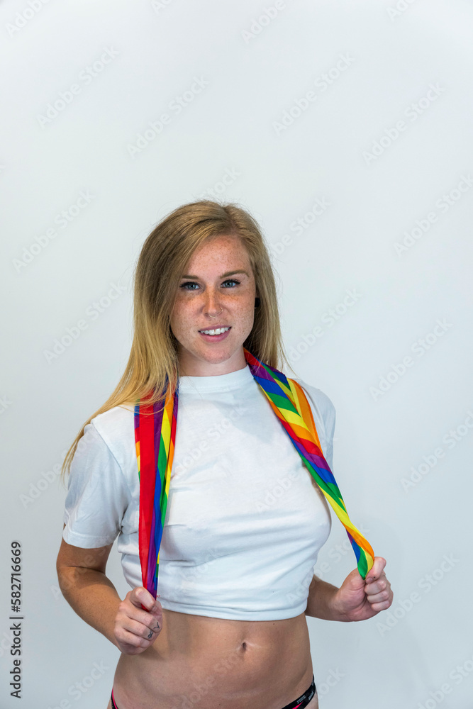 A Beautiful LBGT Woman Showing Gay Pride A Beautiful LBGT Woman Showing Gay Pride