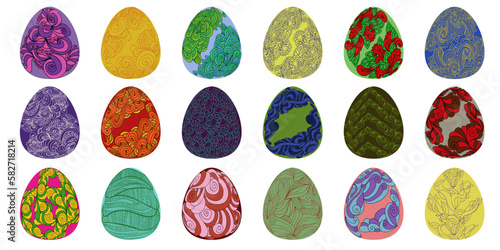 Easter eggs set with intricate ornate patterns
