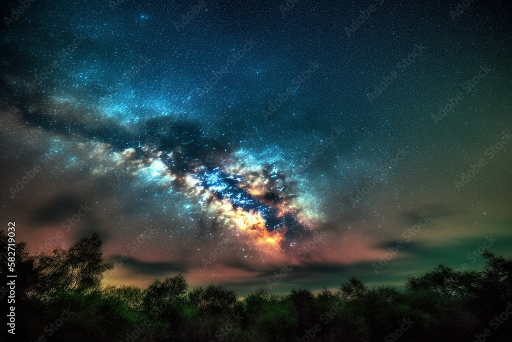 Night sky with unusual nebula. AI Generated