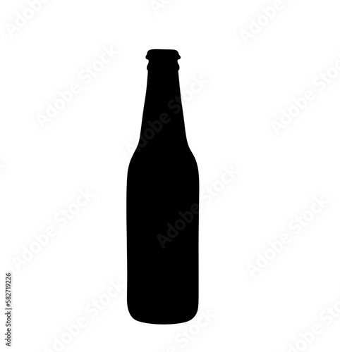 Vector isolated one single simple glass bottle 0.5 l   colorless black and white outline silhouette shadow shape