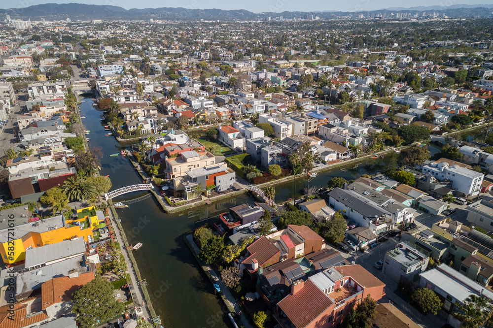 Venice City and Canals in California. The Venice Canal Historic District is a district in the Venice section of Los Angeles, California