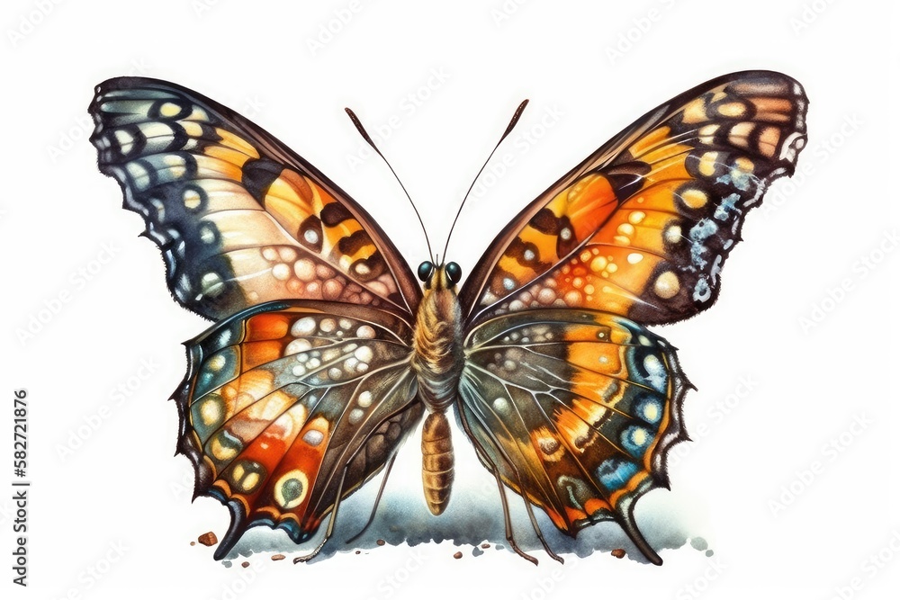 Fototapeta premium Butterfly oviposition on white background