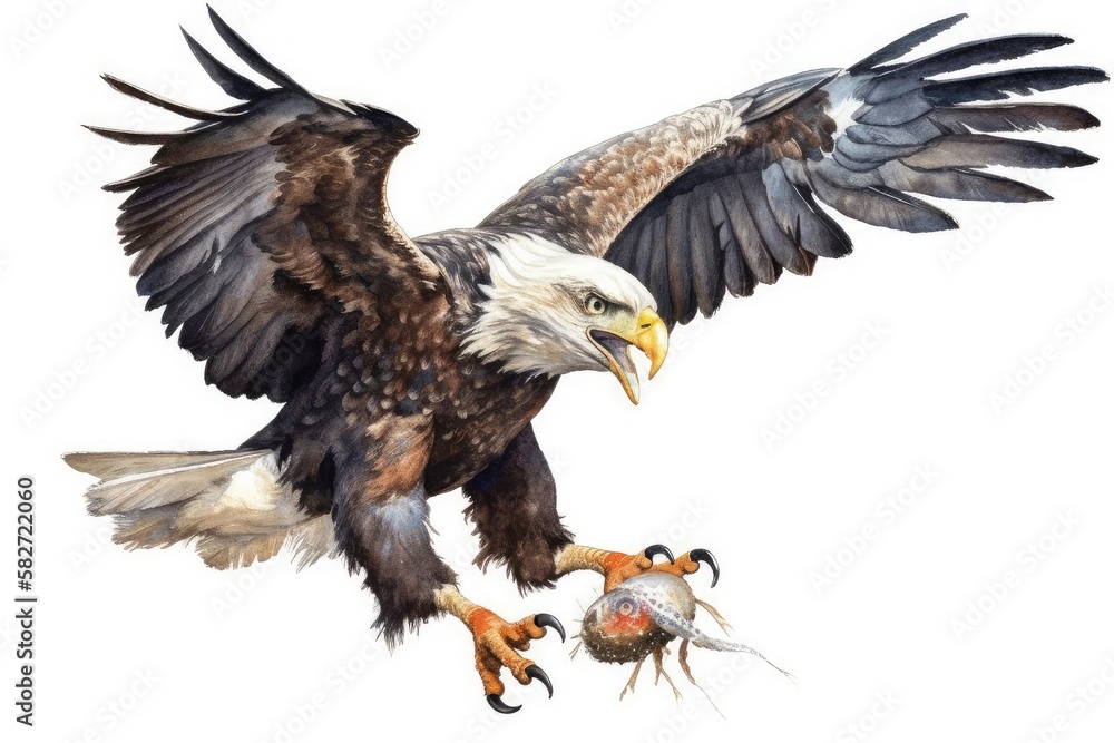 Fototapeta premium Bald eagle catching prey