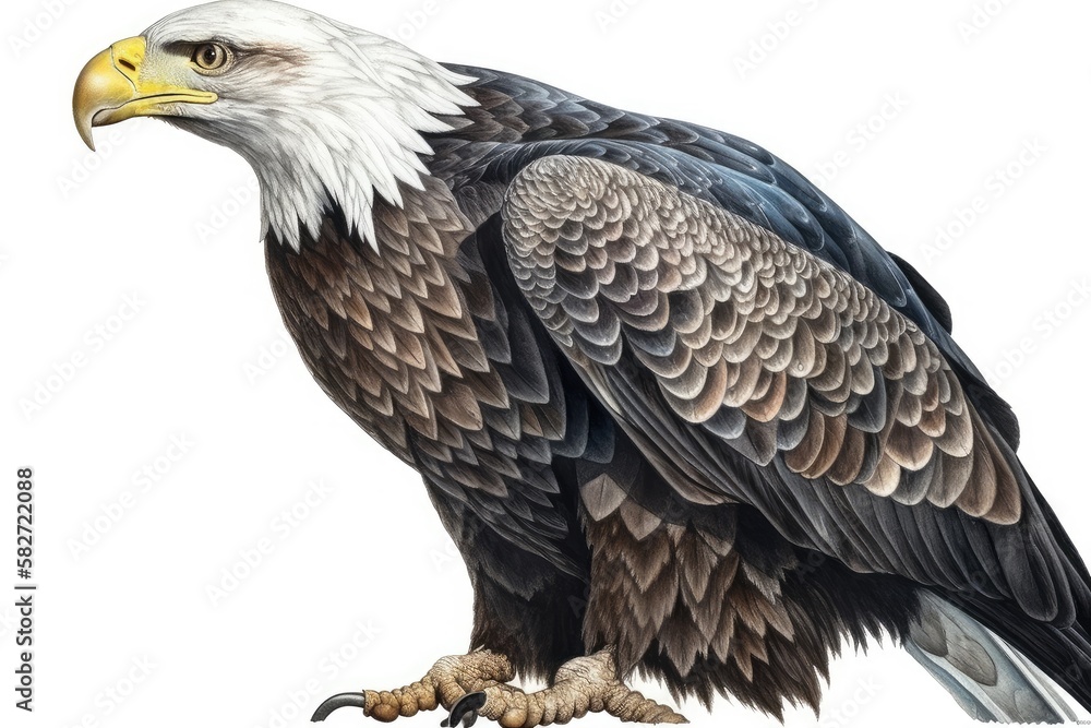 Obraz premium Bald eagle close up isolated on white background