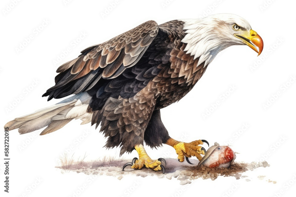 Obraz premium Bald eagle catching prey. isolated on white background