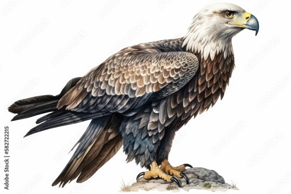 Bald eagle hunting isolated on white Bald eagle hunting isolated on white