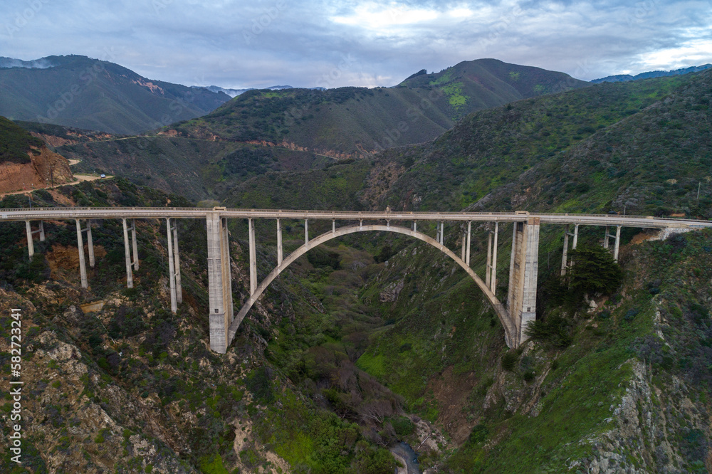Bixby Creek Bridge also known as Bixby Canyon Bridge, on the Big Sur coast of California, is one of the most photographed bridges in California. USA Bixby Creek Bridge also known as Bixby Canyon Bridge, on the Big Sur coast of California, is one of the most photographed bridges in California. USA