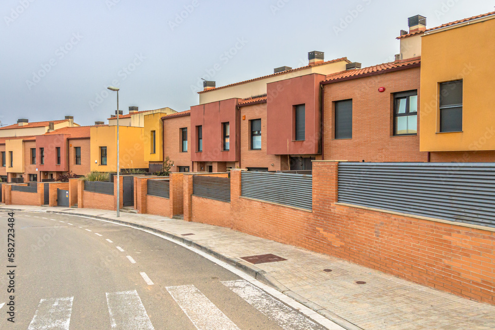 Modern row houses in earth colors