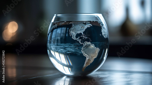 the world in a water glass.the world in a water glass (generative AI) © Sascha