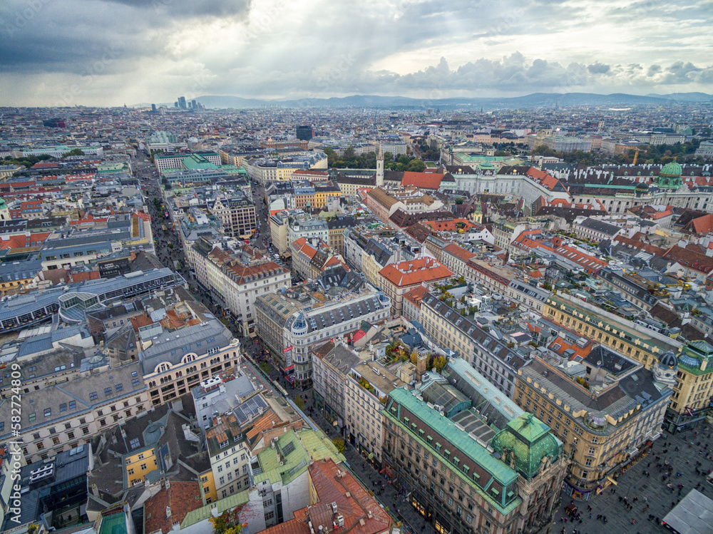 Vienna Cityscape, Austria. Old Town. Most Popular Sightseeing Objects in Background.