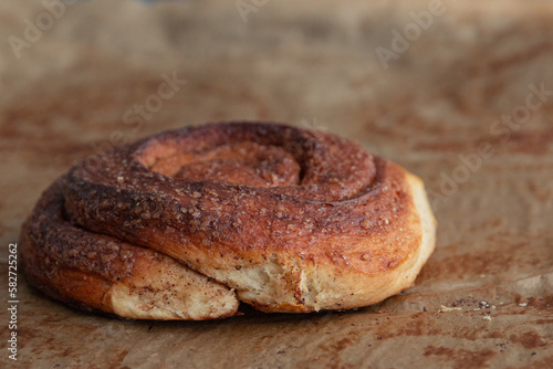 side view of cinnamon bun