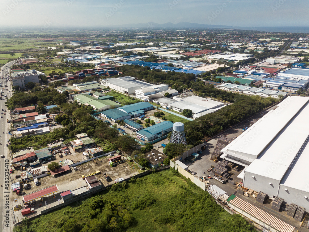 Wide aerial view of the Cavite Export Processing Zone in Rosario, Cavite, Philippines.