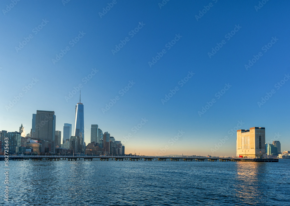 Cityscape with New York and Hudson River. NYC, USA.