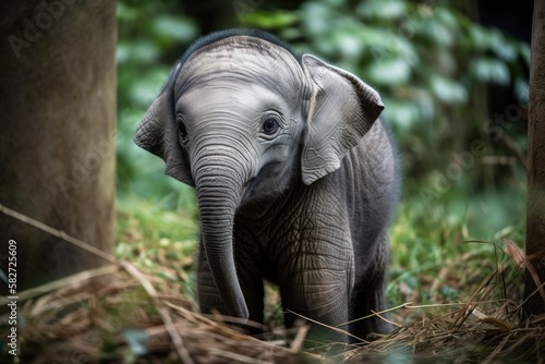 Berlin  Germany     7 May 2016 A newborn elephant at Berlin Zoo  a popular tourist destination in the city. There are around 15 000 uncommon birds and animals. Generative AI