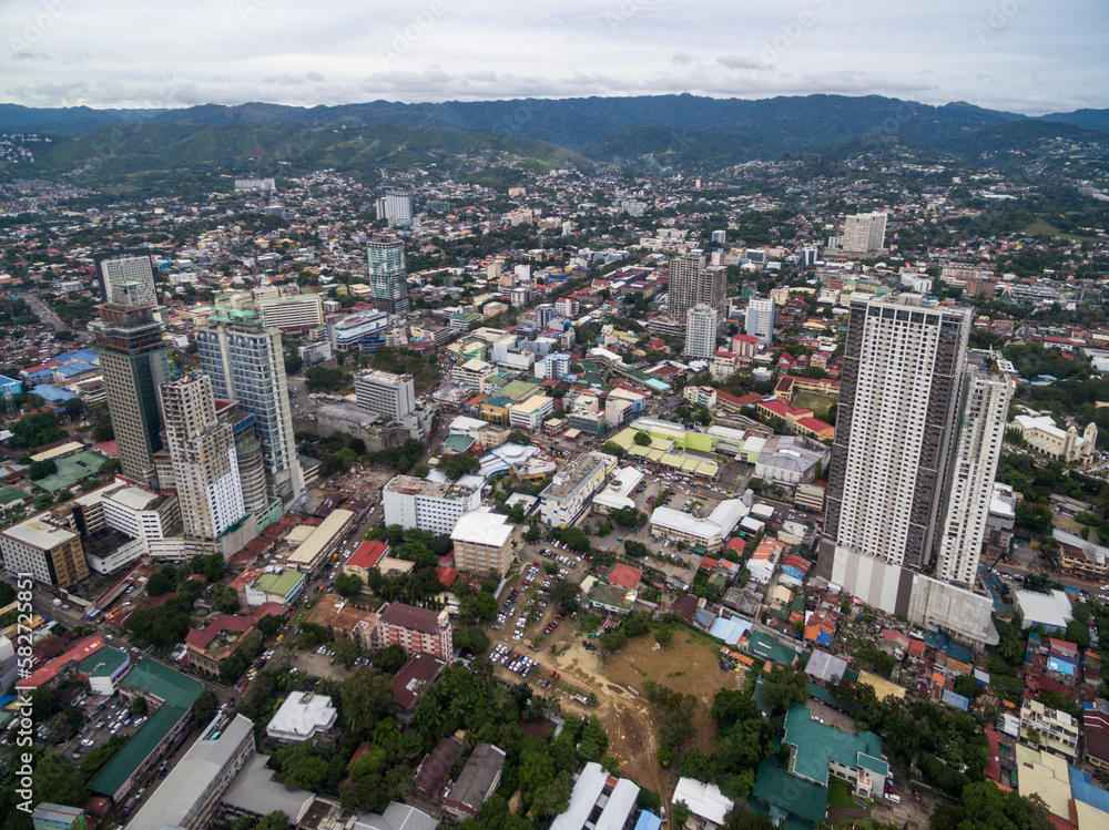Cebu City Cityscape with Skyscraper and Local Architecture. Province of the Philippines located in the Central Visayas
