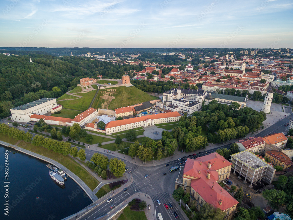 Vilnius Old Town and River Neris, Gediminas Castle and Old Arsenal, Hill of Three Crosses, National Museum of Lithuania, Old Arsenal and Palace of the Grand Dukes of Lithuania in Background