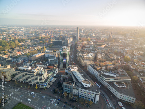 Fotografie Eindhoven City Cityscape in Netherlands. Drone Point of View