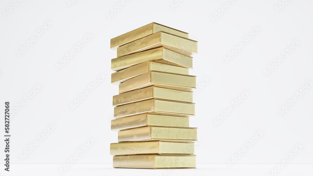 3d render of stack of golden books isolated on white on background, 3d render of stack of golden books isolated on white on background,