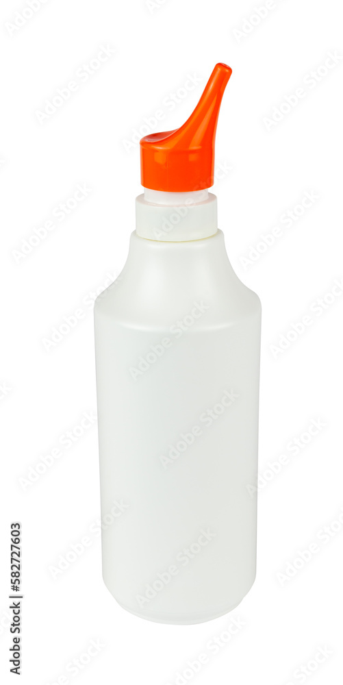 Medical container with an orange spray cover isolated from background Medical container with an orange spray cover isolated from background