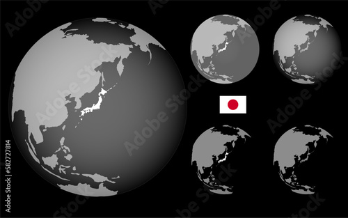 日本を中心にした地球儀のイメージ