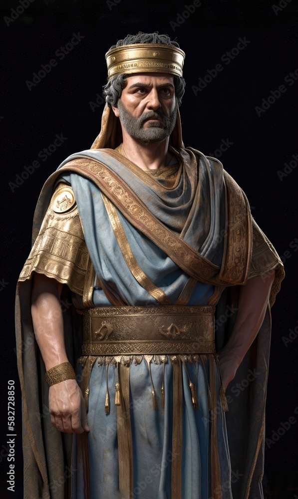 Naklejka premium Artaxerxes the King of the Persian Empire Bible historical past Generative AI Illustration