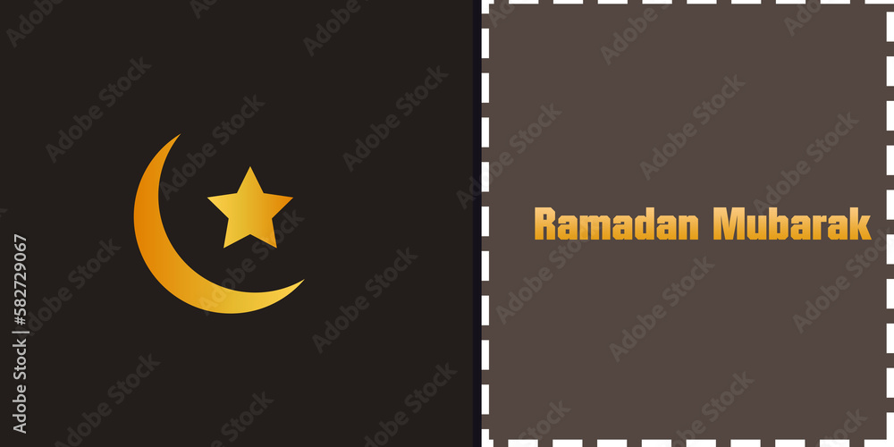 illustration of a Ramadan Mubarak background cover card design moon star golden color