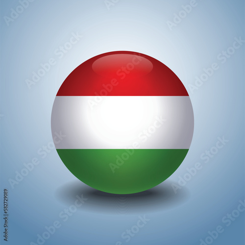 Free Download Hungary flag. Round glossy. Isolated on color gradient background - GFXLoad