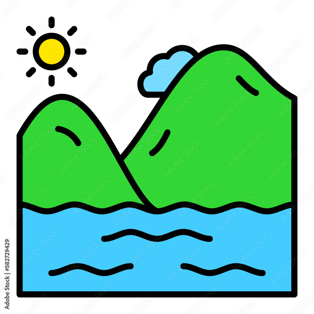 River Filled Line Icon