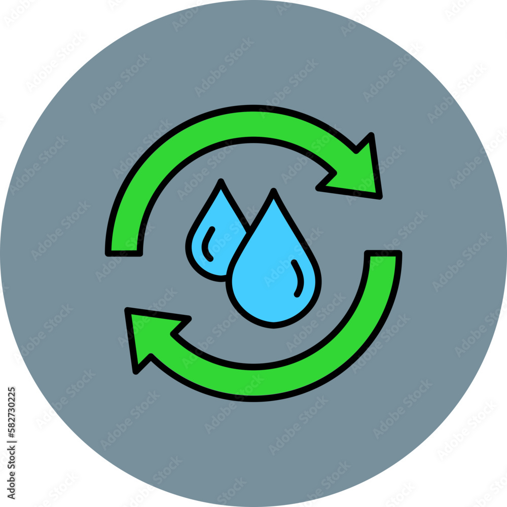 Reuse Water Multicolor Circle Filled Line Icon Reuse Water Multicolor Circle Filled Line Icon