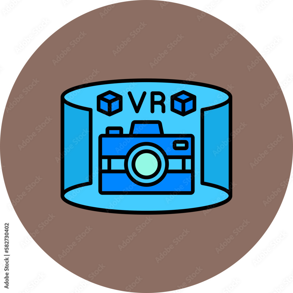 Vr Camera Multicolor Circle Filled Line Icon Vr Camera Multicolor Circle Filled Line Icon