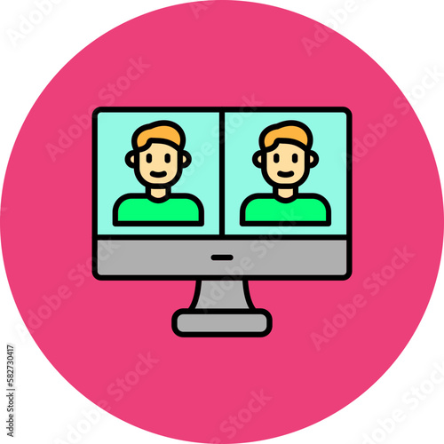 Video Call Multicolor Circle Filled Line Icon