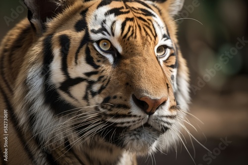 close up of the face of a Bengal tiger. Generative AI
