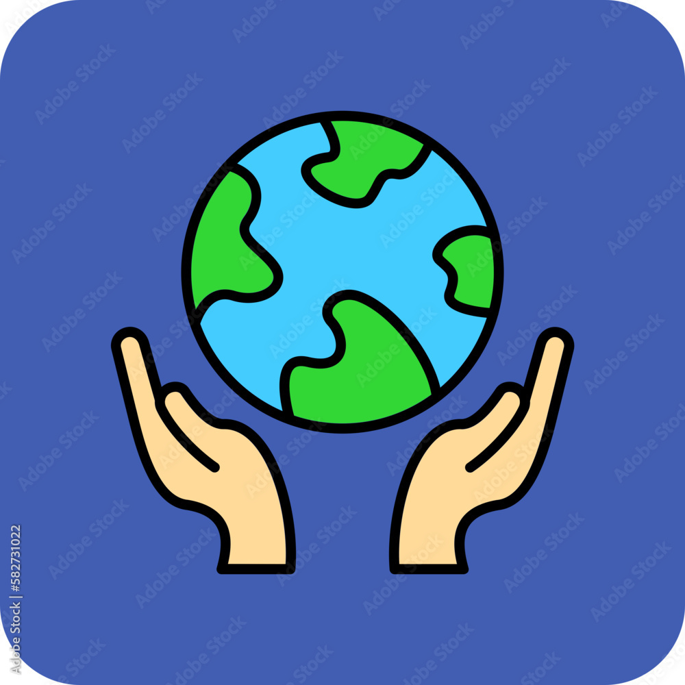 Fototapeta premium Earth Multicolor Round Corner Filled Line Icon