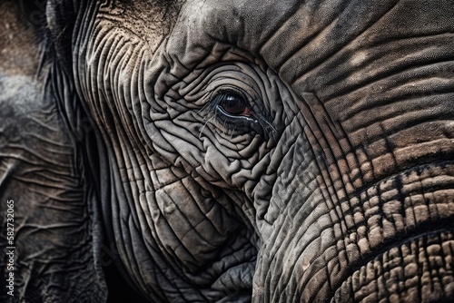 Close up of a Stunning Elephant Portrait. Generative AI © AkuAku
