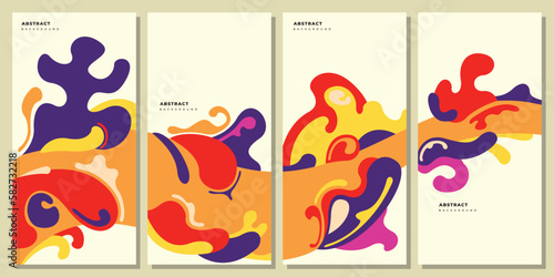 Colorful abstract art poster design set flat vector illustration