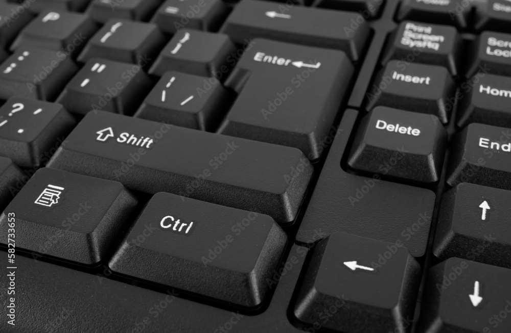 Part of a computer keyboard, black close-up Part of a computer keyboard, black close-up