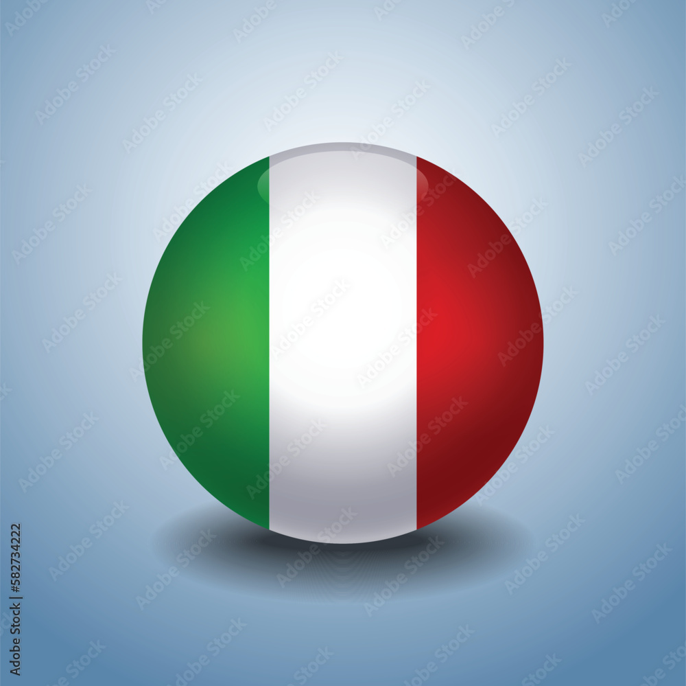 Italy flag. Round glossy. Isolated on color gradient background Italy flag. Round glossy. Isolated on color gradient background