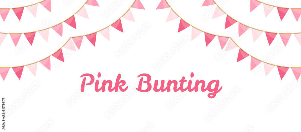 Background with pink bunting flags and place for your text