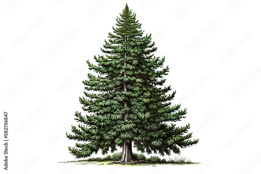 Fototapeta premium green spruce isolated on white. Generated by AI