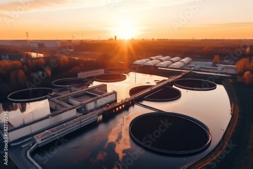 Aerial View on Sewage Treatment Plant