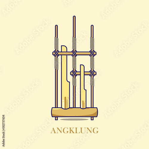 Angklung Indonesian Traditional Instrument Illustration Vector photo