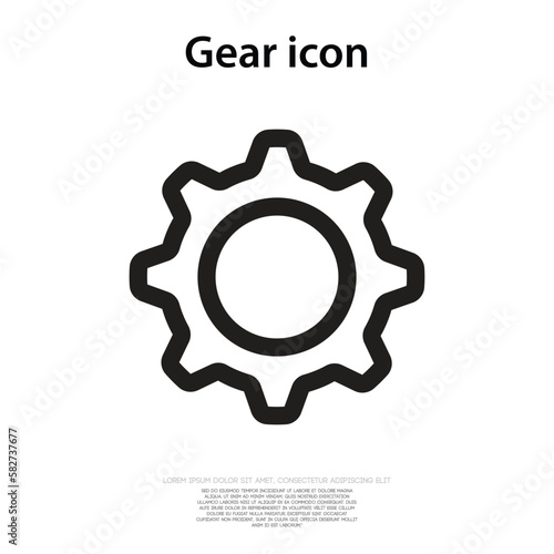 Gear vector icon isolated, cogs, settings with flat style